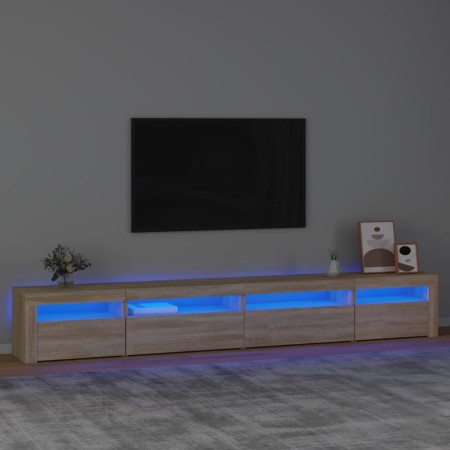 Mueble de TV con luces LED roble Sonoma 270x35x40 cm de vidaXL, Muebles TV - Ref: Foro24-3152748, Precio: 154,28 €, Descuento: %