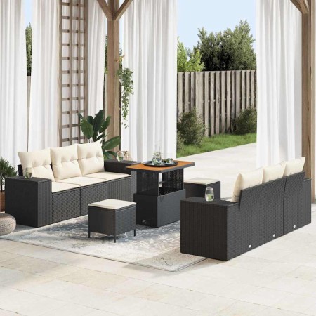 Conjunto de sofá de jardín 9 pcs Negro Poliratán en Sofás de exterior | Comprar online en Foru.es