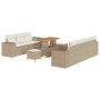 Conjunto de sofá de jardín 10 pcs Beige ratán sintético en Sofás de exterior | Comprar online en Foru.es
