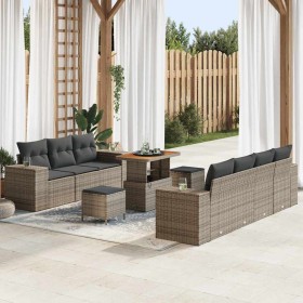 Conjunto de sofá de jardín 10 pcs Gris ratán sintético en Sofás de exterior | Comprar online en Foru.es