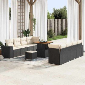 Conjunto de sofá de jardín 11 pcs Negro ratán sintético en Sofás de exterior | Comprar online en Foru.es