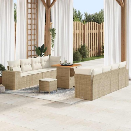 Conjunto de sofá de jardín 11 pcs Beige ratán sintético en Sofás de exterior | Comprar online en Foru.es