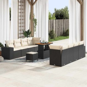Conjunto de sofá de jardín 11 pcs Negro ratán sintético en Sofás de exterior | Comprar online en Foru.es