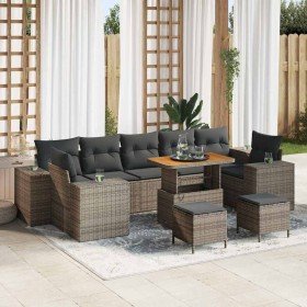 Conjunto de sofá de jardín 10 pcs Gris ratán sintético en Sofás de exterior | Comprar online en Foru.es