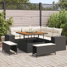 Conjunto de sofá de jardín 8 pcs Negro ratán sintético en Sofás de exterior | Comprar online en Foru.es