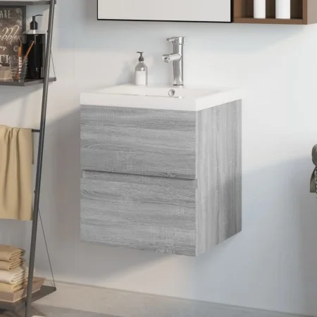 Mueble de baño con lavabo madera contrachapada gris Sonoma de vidaXL, Tocadores de baño - Ref: Foro24-3152862, Precio: 164,14...