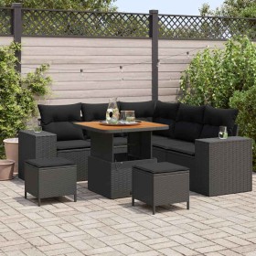 Conjunto de sofá de jardín 8 pcs Negro ratán sintético en Sofás de exterior | Comprar online en Foru.es