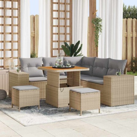 Conjunto de sofá de jardín 8 pcs Beige ratán sintético en Sofás de exterior | Comprar online en Foru.es