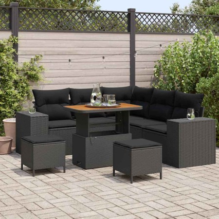 Conjunto de sofá de jardín 8 pcs Negro ratán sintético en Sofás de exterior | Comprar online en Foru.es