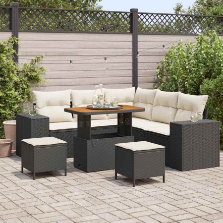 Conjunto de sofá de jardín 8 pcs Negro ratán sintético en Sofás de exterior | Comprar online en Foru.es