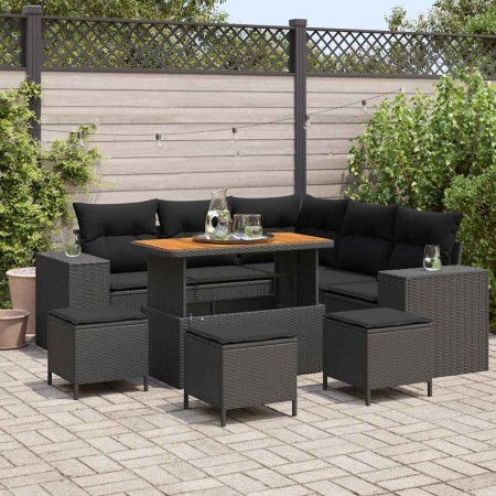 Conjunto de sofá de jardín 9 pcs Negro ratán sintético en Sofás de exterior | Comprar online en Foru.es