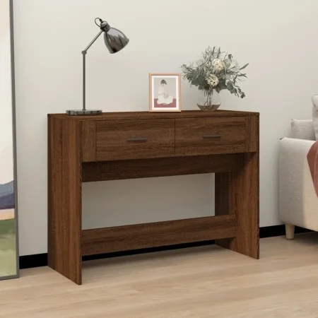 Konsolentisch aus braunem Eichensperrholz, 100 x 39 x 75 cm von vidaXL, Tische - Ref: Foro24-816783, Preis: 66,71 €, Rabatt: %
