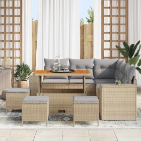 Conjunto de sofá de jardín 9 pcs Beige ratán sintético en Sofás de exterior | Comprar online en Foru.es