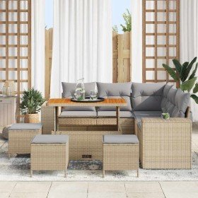Conjunto de sofá de jardín 9 pcs Beige ratán sintético en Sofás de exterior | Comprar online en Foru.es