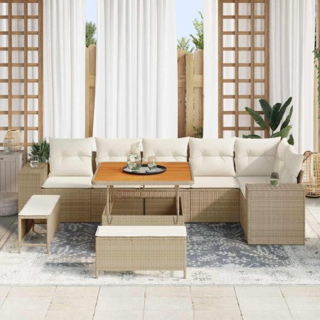 Conjunto de sofá de jardín 9 pcs Beige ratán sintético en Sofás de exterior | Comprar online en Foru.es