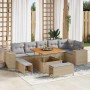 Conjunto de sofá de jardín 9 pcs Beige ratán sintético en Sofás de exterior | Comprar online en Foru.es