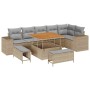 Conjunto de sofá de jardín 9 pcs Beige ratán sintético en Sofás de exterior | Comprar online en Foru.es