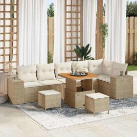 Conjunto de sofá de jardín 9 pcs Beige ratán sintético en Sofás de exterior | Comprar online en Foru.es