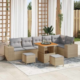 Conjunto de sofá de jardín 9 pcs Beige ratán sintético en Sofás de exterior | Comprar online en Foru.es