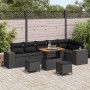 Conjunto de sofá de jardín 9 pcs Negro ratán sintético en Sofás de exterior | Comprar online en Foru.es