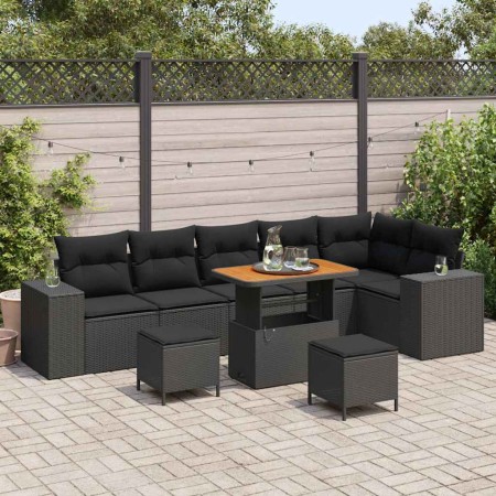Conjunto de sofá de jardín 9 pcs Negro ratán sintético en Sofás de exterior | Comprar online en Foru.es