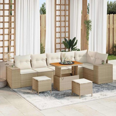 Conjunto de sofá de jardín 9 pcs Beige ratán sintético en Sofás de exterior | Comprar online en Foru.es