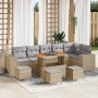 Conjunto de sofá de jardín 10 pcs Beige ratán sintético en Sofás de exterior | Comprar online en Foru.es