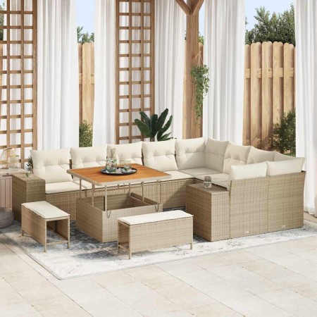 Conjunto de sofá de jardín 12 pcs Beige ratán sintético en Sofás de exterior | Comprar online en Foru.es