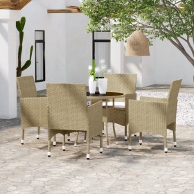 Juego de comedor para jardín de 5 piezas ratán sintético beige en Conjuntos de jardín | Comprar online en Foru.es