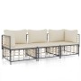 Juego de muebles de jardín 3 pzas cojines antracita ratán PE de vidaXL, Sofás de exterior - Ref: Foro24-3186694, Precio: 265,...