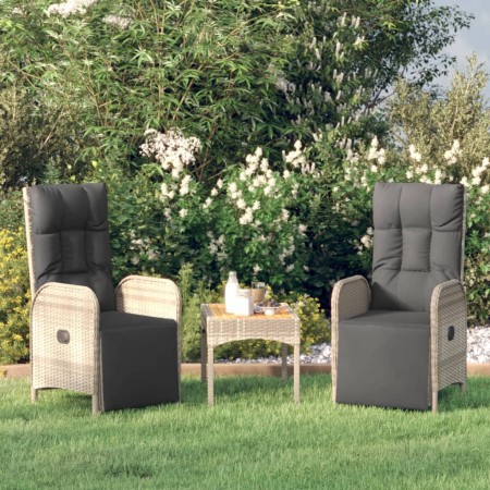 Sillas de jardín reclinables con cojines 2 uds ratán PE gris de vidaXL, Sillas de jardín - Ref: Foro24-319891, Precio: 253,60...
