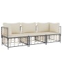 Juego de muebles de jardín 3 pzas cojines antracita ratán PE de vidaXL, Sofás de exterior - Ref: Foro24-3186694, Precio: 265,...