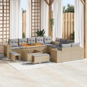 Conjunto de sofá de jardín 13 pcs Beige ratán sintético en Sofás de exterior | Comprar online en Foru.es