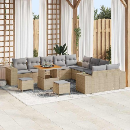 Conjunto de sofá de jardín 13 pcs Beige ratán sintético en Sofás de exterior | Comprar online en Foru.es