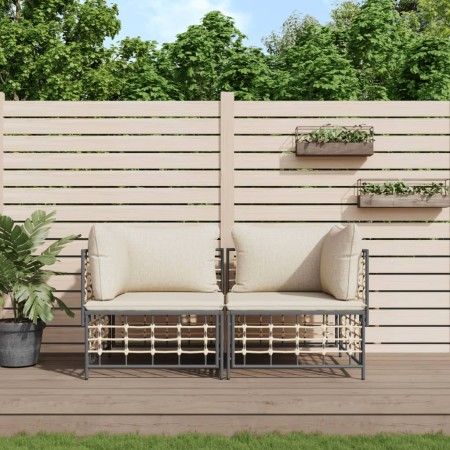 Sofás de esquina modulares con cojines 2 uds ratán sintético de vidaXL, Sofás de exterior - Ref: Foro24-3186690, Precio: 188,...