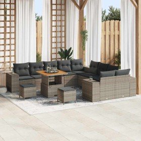 Conjunto de sofá de jardín 13 pcs Gris ratán sintético en Sofás de exterior | Comprar online en Foru.es
