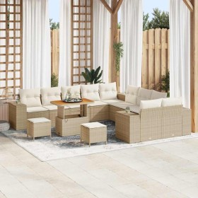 Conjunto de sofá de jardín 13 pcs Beige ratán sintético en Sofás de exterior | Comprar online en Foru.es