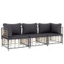 Juego de muebles de jardín 3 pzas cojines antracita ratán PE de vidaXL, Sofás de exterior - Ref: Foro24-3186695, Precio: 254,...