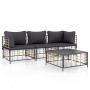 Juego de muebles de jardín 4 pzas y cojines ratán PE antracita de vidaXL, Sofás de exterior - Ref: Foro24-3186697, Precio: 32...
