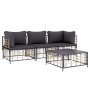 Juego de muebles de jardín 4 pzas y cojines ratán PE antracita de vidaXL, Sofás de exterior - Ref: Foro24-3186697, Precio: 32...