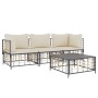 Juego de muebles de jardín 4 pzas y cojines ratán PE antracita de vidaXL, Sofás de exterior - Ref: Foro24-3186696, Precio: 32...
