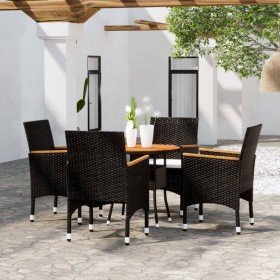 Juego de comedor para jardín 5 piezas ratán sintético negro en Conjuntos de jardín | Comprar online en Foru.es