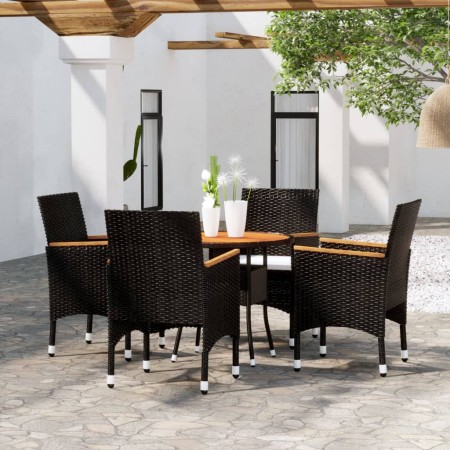 Juego de comedor para jardín 5 piezas ratán sintético negro en Conjuntos de jardín | Comprar online en Foru.es