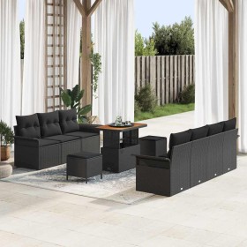 Conjunto de sofá de jardín 10 pcs Negro ratán sintético en Sofás de exterior | Comprar online en Foru.es