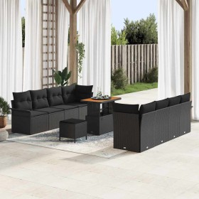 Conjunto de sofá de jardín 11 pcs Negro ratán sintético en Sofás de exterior | Comprar online en Foru.es