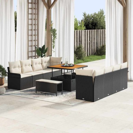 Conjunto de sofá de jardín 11 pcs Negro ratán sintético en Sofás de exterior | Comprar online en Foru.es