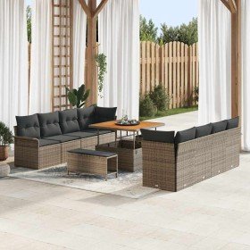 Conjunto de sofá de jardín 11 pcs Gris ratán sintético en Sofás de exterior | Comprar online en Foru.es