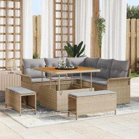 Conjunto de sofá de jardín 8 pcs Beige ratán sintético en Sofás de exterior | Comprar online en Foru.es