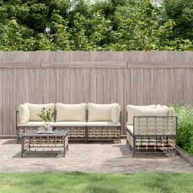 Juego de muebles de jardín 6 pzas y cojines ratán PE antracita de vidaXL, Sofás de exterior - Ref: Foro24-3186704, Precio: 50...