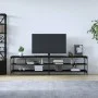 Mueble de TV metal y madera contrachapada negro 200x30x50 cm de vidaXL, Muebles TV - Ref: Foro24-826759, Precio: 72,02 €, Des...
